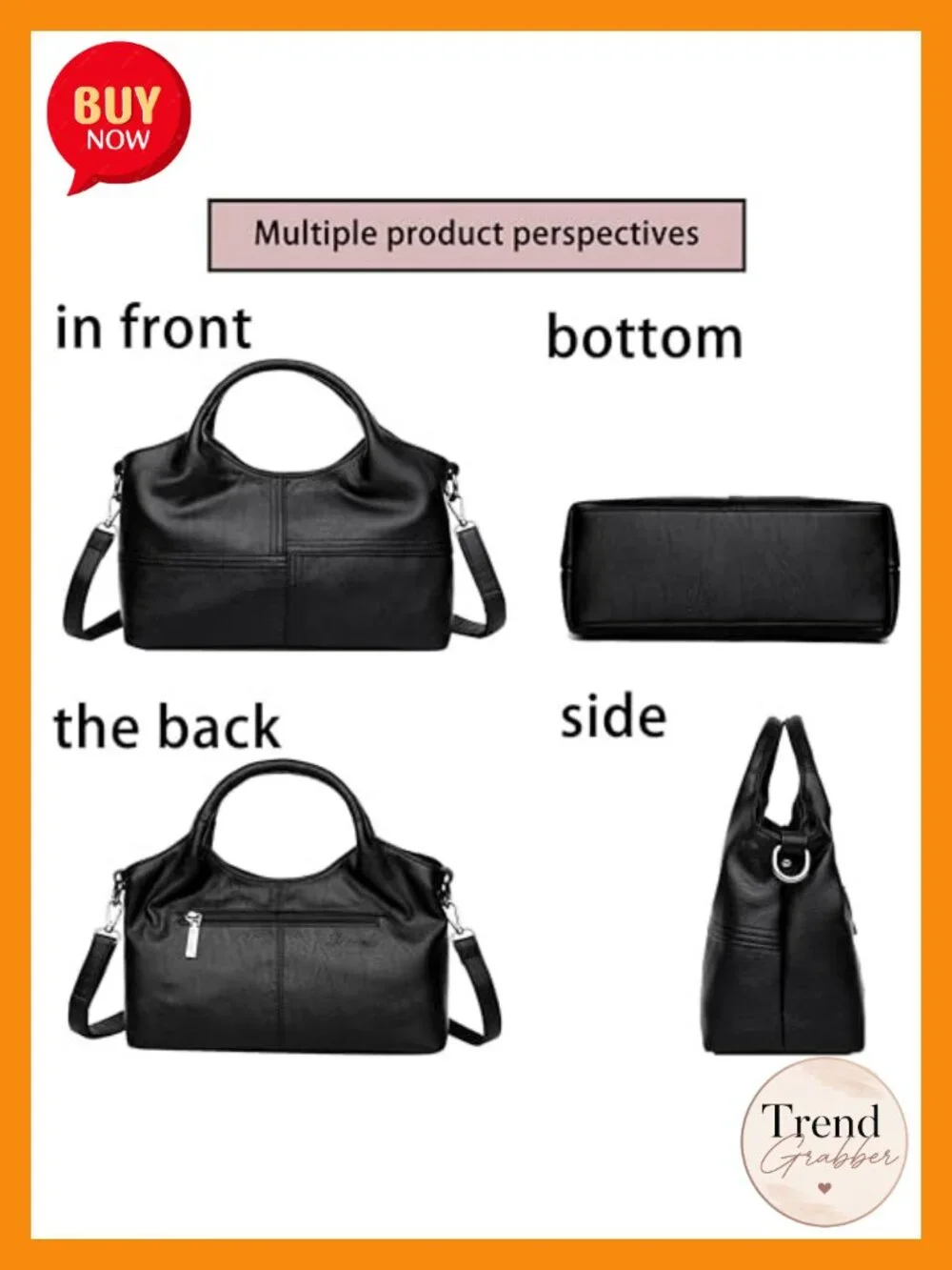 PU Leather Hobo Shoulder Tote Satchel Handbag with Top Handles